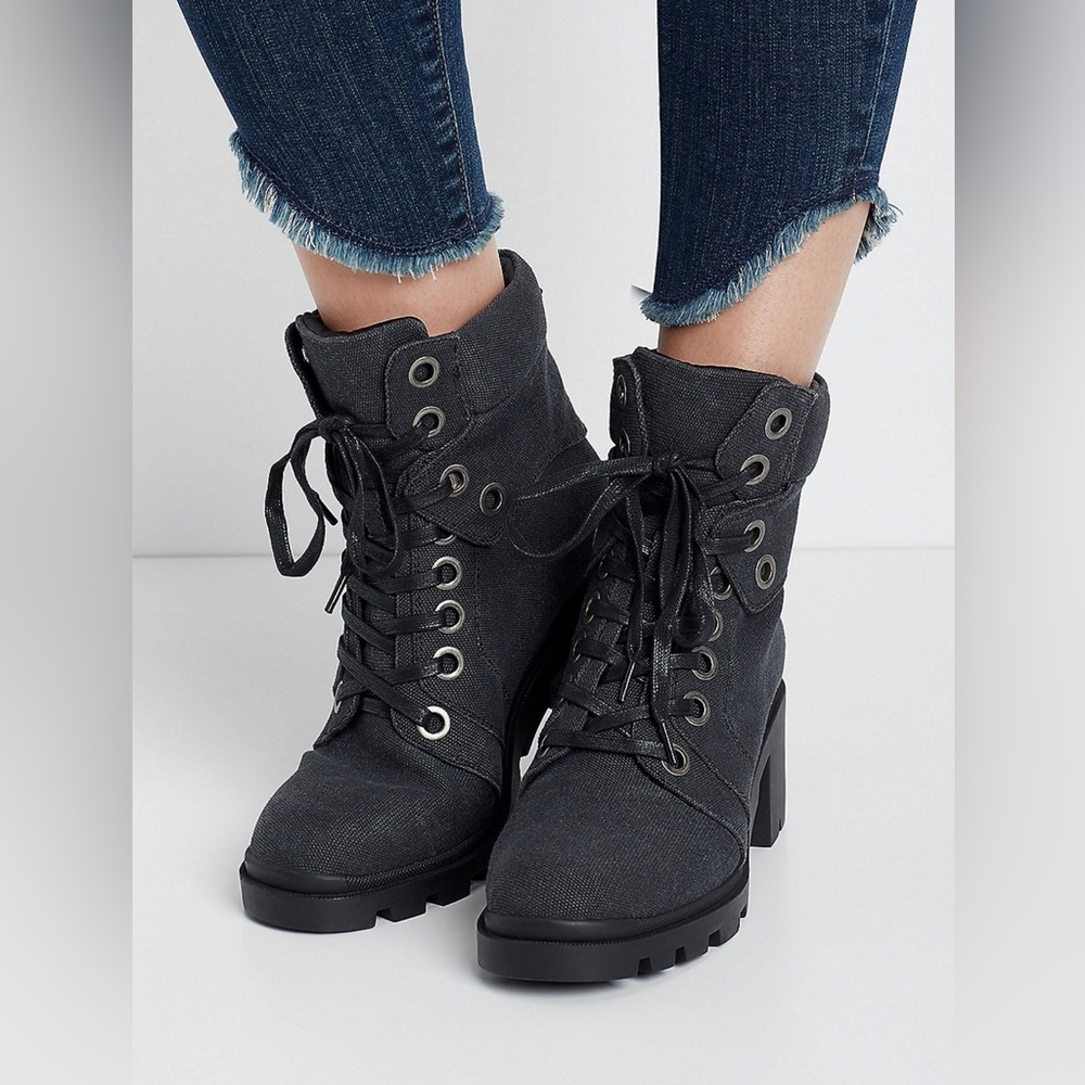 Stylish Black Lace-Up Ankle Boots
